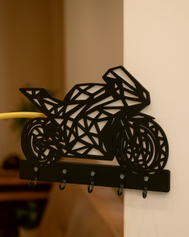 Motosiklet Figürlü Duvar Anahtarlık Askısı