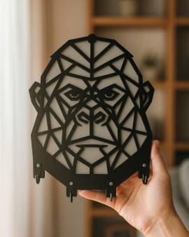 Goril Figürlü Duvar Anahtarlık Askısı