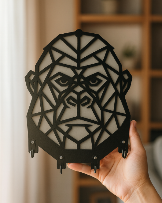 Goril Figürlü Duvar Anahtarlık Askısı