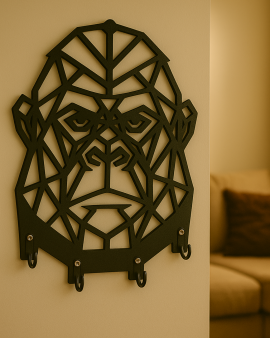 Goril Figürlü Duvar Anahtarlık Askısı