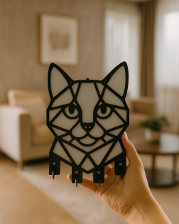 Kedi Figürlü Duvar Anahtarlık Askısı