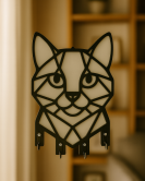 Kedi Figürlü Duvar Anahtarlık Askısı