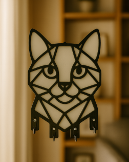 Kedi Figürlü Duvar Anahtarlık Askısı