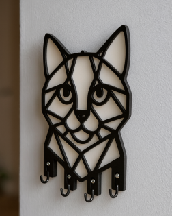 Kedi Figürlü Duvar Anahtarlık Askısı