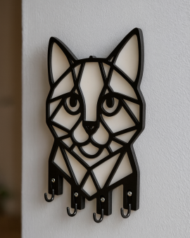 Kedi Figürlü Duvar Anahtarlık Askısı
