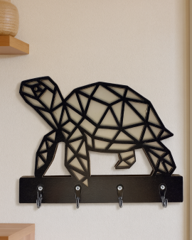 Kaplumbağa Figürlü Duvar Anahtarlık Askısı