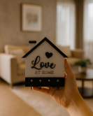 Love At Home Yazılı Ev Şeklinde Duvar Anahtarlık Askısı Love At Home Yazılı Ev Şeklinde Duvar Anahtarlık Askısı