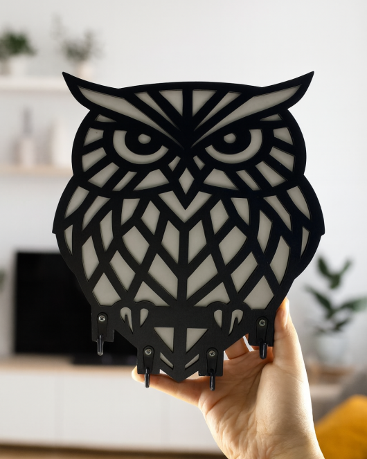 Baykuş Figürlü Duvar Anahtarlık Askısı