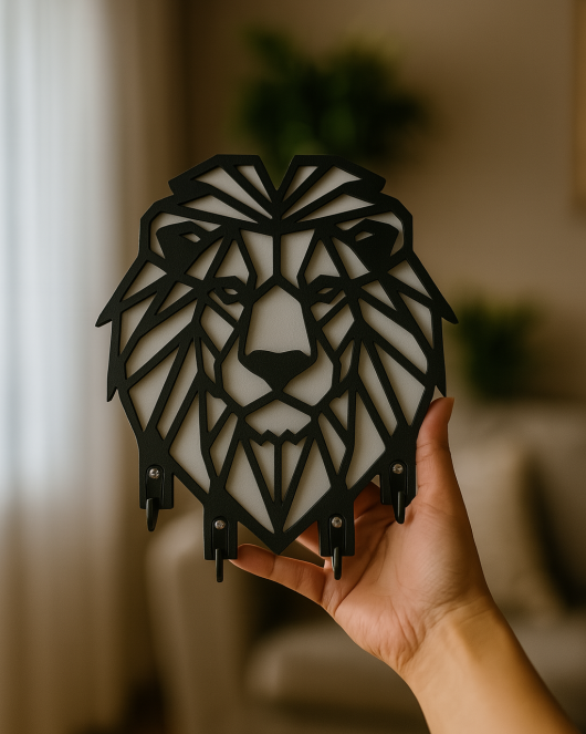 Geometrik Aslan Figürlü Anahtarlık Askısı
