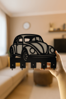 Handgehaltene schwarze Vosvos Autofigur Holz-Schlüsselanhänger, lasergeschnittener Multi-Haken-Dekoration Wandschlüsselhalter Produktdetail