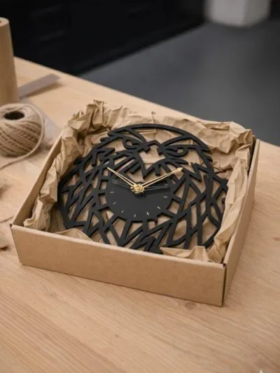 Kartal figürlü el yapımı MDF duvar saati kutu içinde paketlenmiş ürün